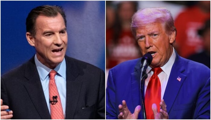 This combination of images shows head of the Pakistan Caucus in the US Congress Tom Suozzi (left) and US President Donald Trump. — Reuters/File