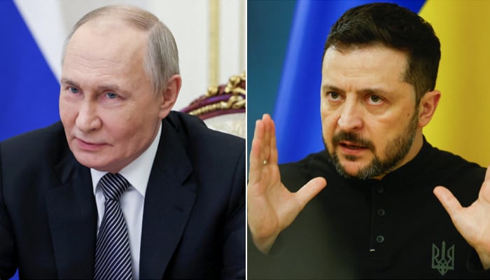Russian President Vladimir Putin (L) and Ukraines President Volodymyr Zelenskiy. — Reuters/File