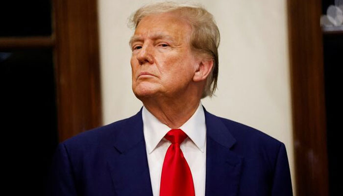 US President Donald Trump pictured as he attends the 2024 Senior Club Championship award ceremony at his Trump International Golf Club in West Palm Beach, Florida, US March 24, 2024. — Reuters