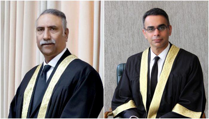 A collage showing IHC Acting Chief Justice Sardar Muhammad Sarfraz Dogar (left) and Justice Babar Sattar. — IHC website/File