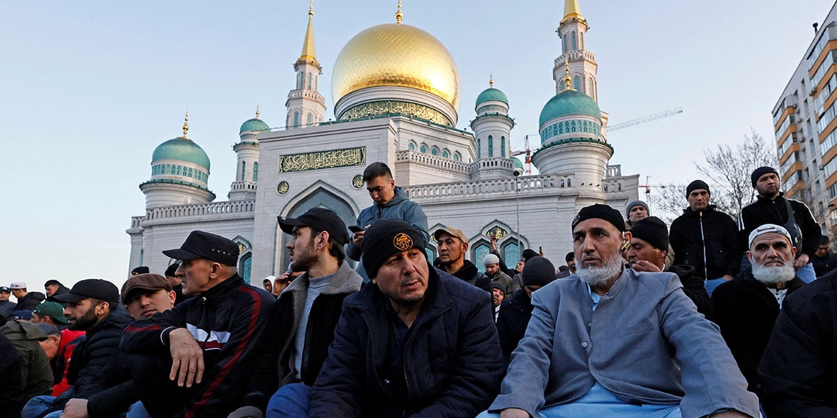 Worshippers attend Eid prayer outside the Cathedral Mosque in Moscow, Russia, March 30, 2025. — Reuters