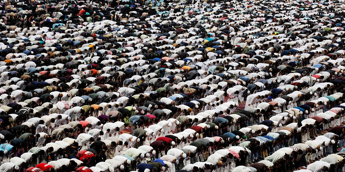 Worshippers are seen during the Eid prayer at Education City Stadium in Al Rayyan, Qatar, March 30, 2025. — Reuters