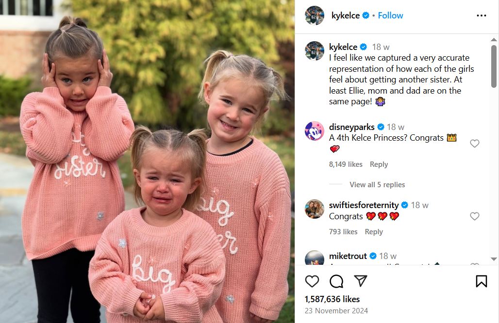 Jason, Kylie Kelce announce birth of fourth baby girl