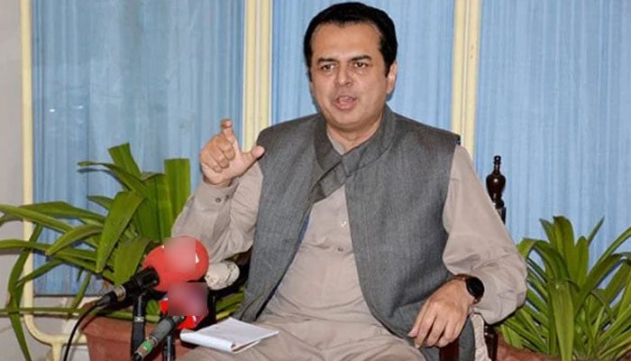 Minister of State for Interior Talal Chaudhry addresses a press conference. — APP/File