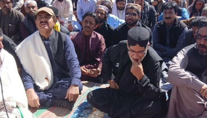 Balochistan National Party-Mengal (BNP-M) chief Sardar Akhtar Mengal at the sit-in in Mastung, Balochistan, March 31, 2025. — X/MediaCellBNP