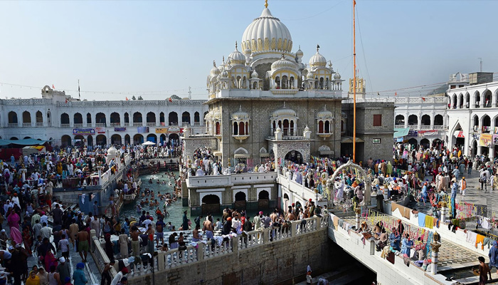 Sikh pilgrims gather at the Gurdwara Panja Sahib, one of Sikhisms most holy places, during the Vaisakhi festival in Hasan Abdal, about 48 kms from Rawalpindi.— AFP