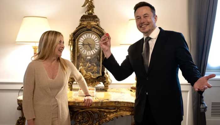 Giorgia Meloni with Elon Musk (File photo)