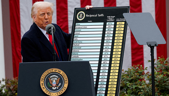 US President Donald Trump delivers remarks on tariffs in the Rose Garden at the White House in Washington, DC, US, April 2, 2025. — Reuters