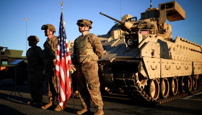 US army soldiers stand in formation at the Novo Selo training ground, Bulgaria, on December 19, 2024. —Reuters