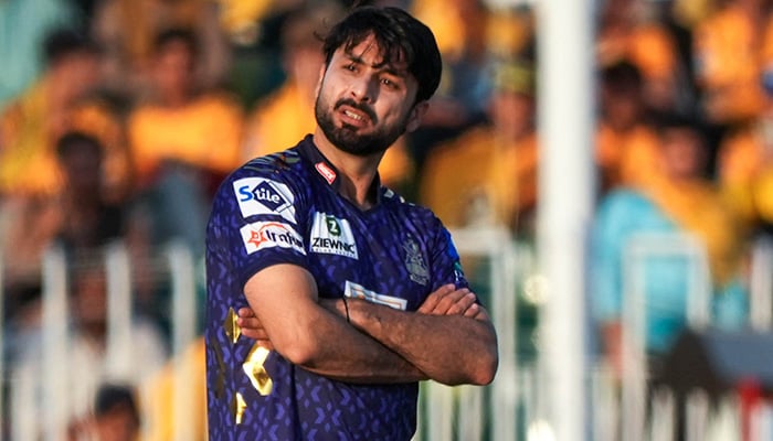 Quetta Gladiators Abrar Ahmed celebrates a wicket during Pakistan Super League (PSL) match between Quetta Gladiators and Peshawar Zalmi at the Rawalpindi Cricket Stadium on April 12, 2025. — PCB