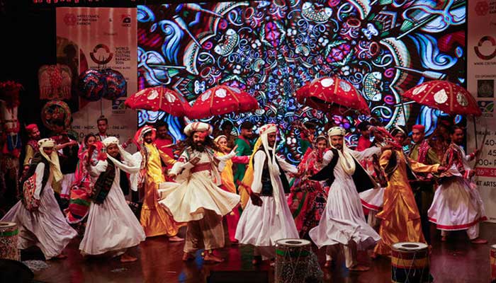 Members of the Wahab Shah Dance Company perform during a folk art performance in the inaugural of the World Cultural Festival in Karachi. — Reuters/File