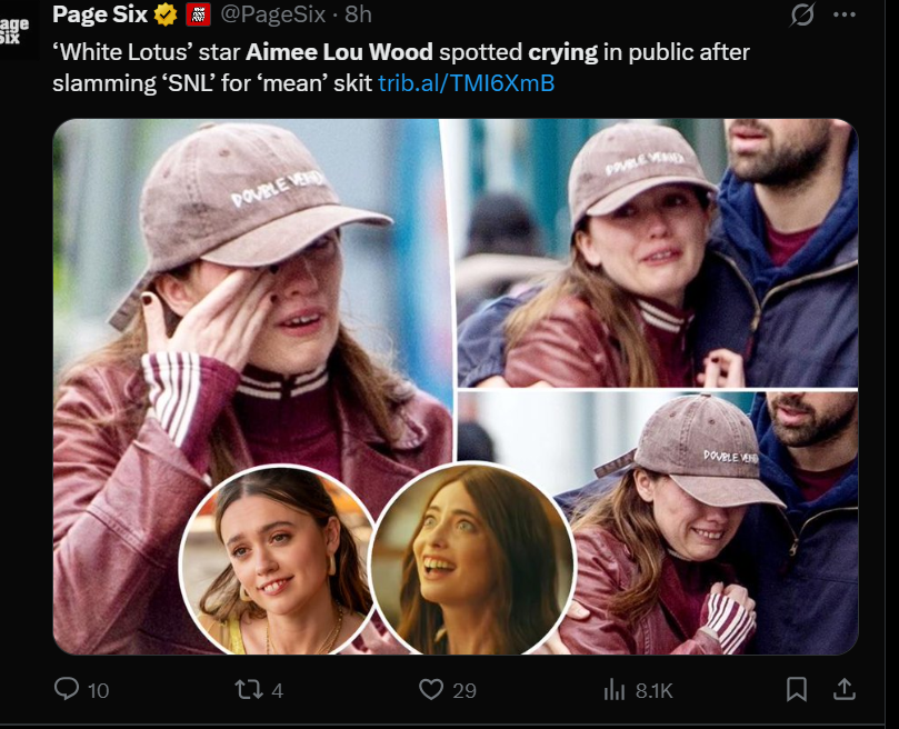 Aimee Lou Wood breaks down crying after SNLs brutal swipe at her teeth