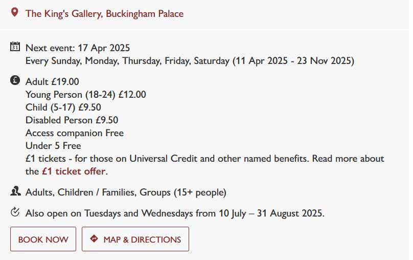 Details of ticket prices to visit Buckingham Palace exhibition released
