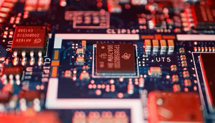 Semiconductor chips are seen on a circuit board of a computer in this illustration picture taken February 25, 2022. — Reuters