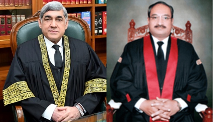 A collage of Justice Aqeel Abbasi and Justice Ali Baqar Najafi. — SC/LHC websites