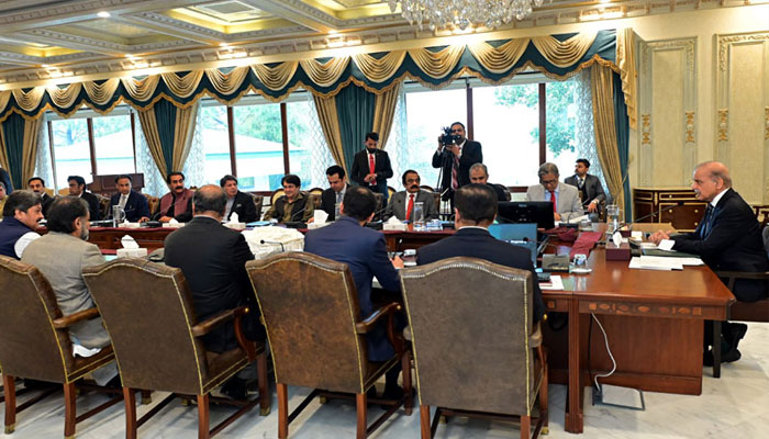Prime Minister Shehbaz Sharif chairs high-level meeting on law and order situation in Islamabad, April 18, 2025. — PID