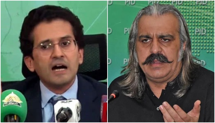 Federal Minister for Energy Ali Pervaiz Malik and KP CM  Ali Amin Khan Gandapur. — State Media/Online/File