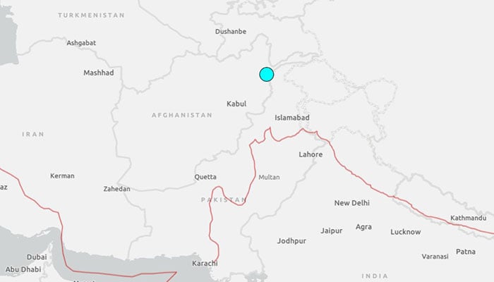 A map showing the epicentre of the earthquake near Chitral. — USGS website