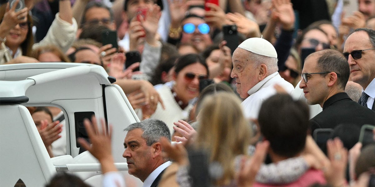 Pope Francis waves to the crowd from the popemobile after the Easter mass, at St Peters square in the Vatican on April 20, 2025. — AFP