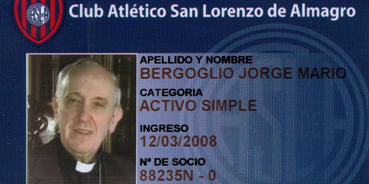 Handout photo released by San Lorenzo football club press service of Argentinian cardinal Jorge Mario Bergoglios club membership ID card. — AFP