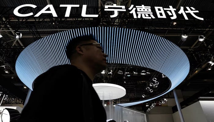 A sign of battery manufacturer CATL is pictured at its booth at the Beijing International Automotive Exhibition, or Auto China 2024, in Beijing, China, April 25, 2024. — Reuters