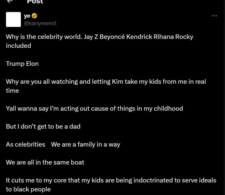 Kanye West calls fellow celebrities for help