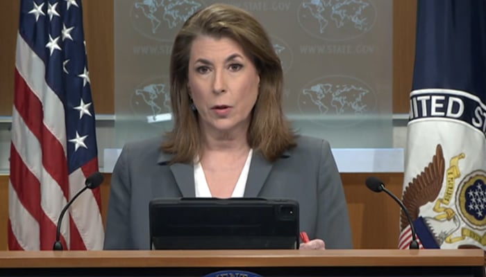 US State Department spokesperson Tammy Bruce addressing a press briefing in Washington, DC, on April 25, 2025. — State Department