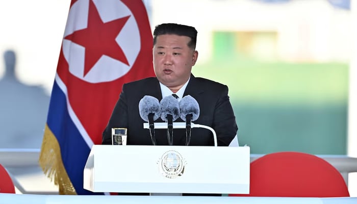 North Korean leader Kim Jong Un attends a ceremony for the launch of a new multipurpose destroyer, as per state media KCNAs reports, in Nampo, North Korea, in this handout picture released on April 26, 2025, by the Korean Central News Agency. — KCNA via Reuters