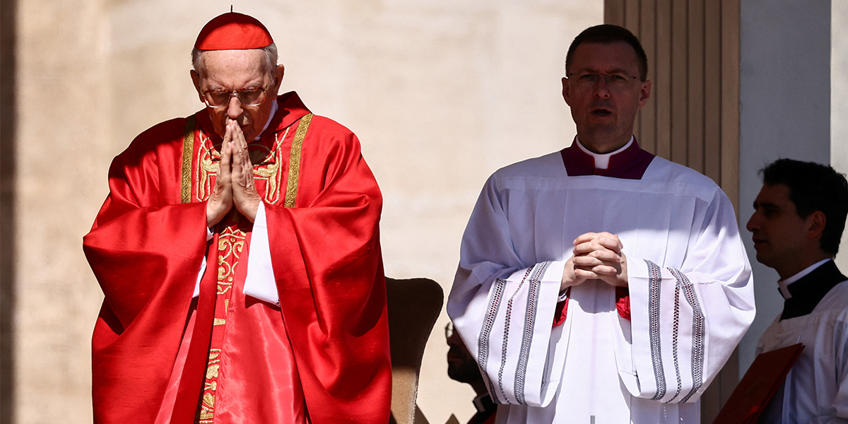 Cardinal Giovanni Battista Re leads the funeral Mass of Pope Francis, in Saint Peters Square, at the Vatican, April 26, 2025. — Reuters