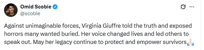 Omid Scobie reacts to Virginia Giuffre death