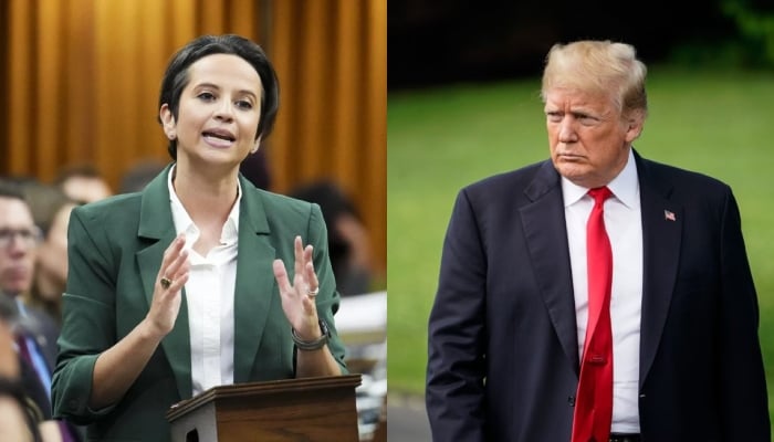 Canadian politician Melissa Lantsman and US President Donald Trump. — Canadian Press/AFP/File