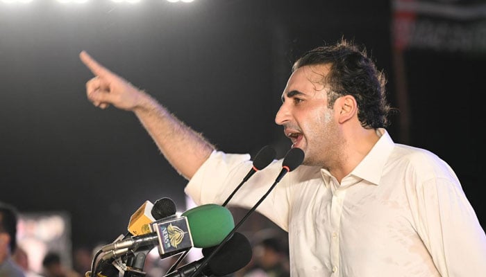 PPP Chairman Bilawal Bhutto-Zardari speaks during a public gathering. — Facebook@BilawalBhuttoZardariPk/