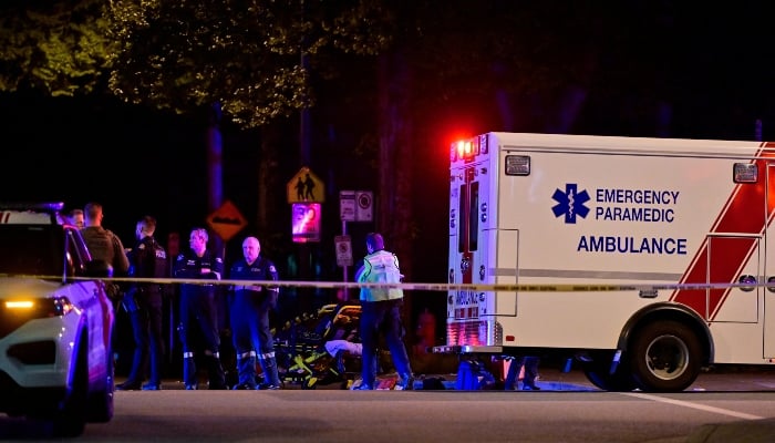 An ambulance is parked at the site of the Lapu Lapu day block party in Vancouver, British Columbia, Canada, on April 26, 2025. —Reuters