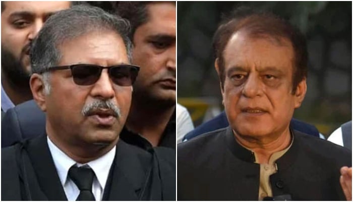 This combination of pictures shows PTI leaders Barrister Ali Zafar (left) and Leader of Opposition in Senate Syed Shibli Faraz. — PPI/Online/File