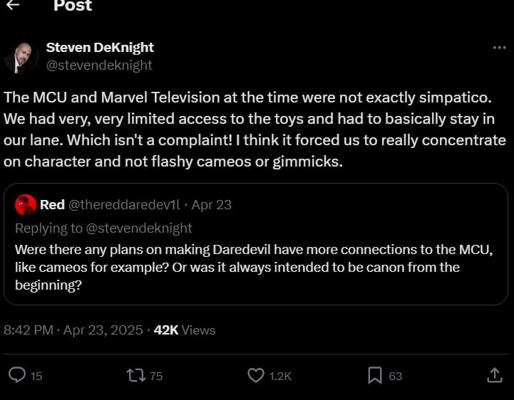 Why does Daredevil not have direct links to the MCU?