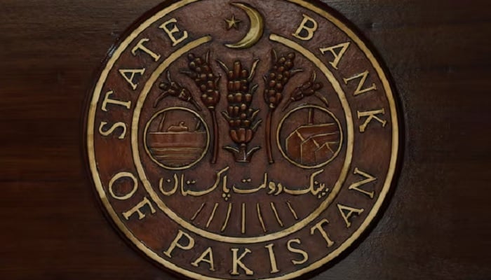 A logo of the State Bank of Pakistan (SBP) is pictured on a reception desk at the head office in Karachi, Pakistan July 16, 2019. — Reuters