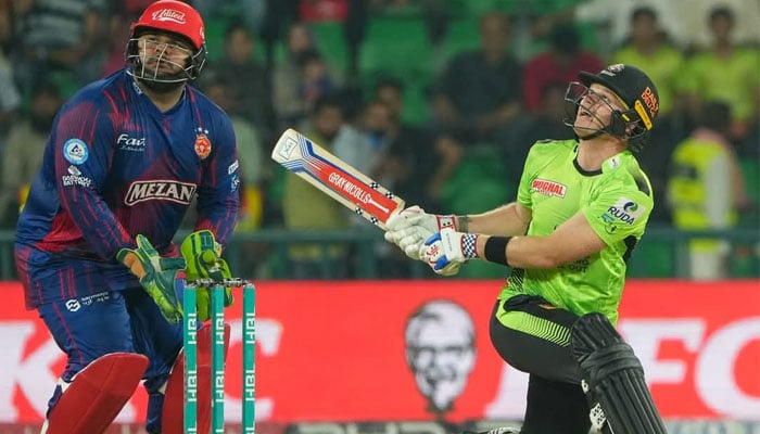 Lahore Qalandars Sam Billings plays a shot during their PSL 10 match against Islamabad United at the Gaddafi Stadium in Lahore on April 30, 2025. — Facebook/PSL