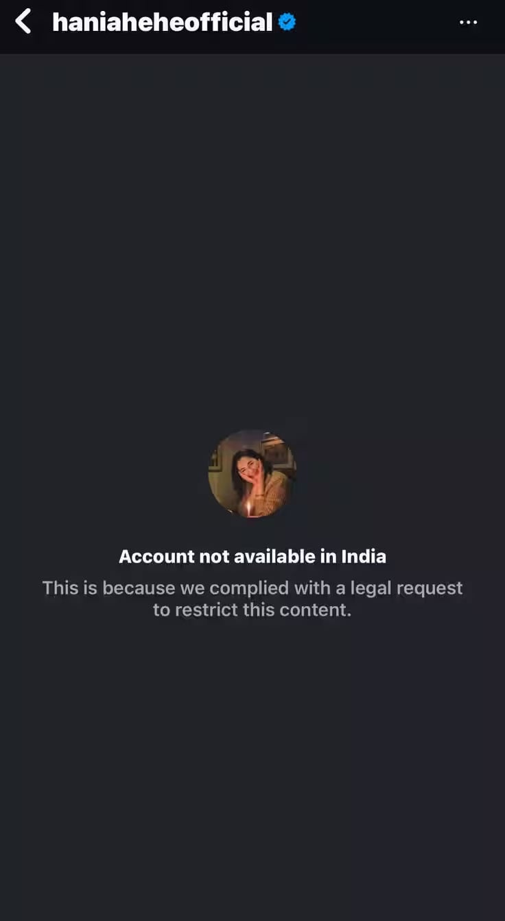 Several Pakistani actors' Instagram accounts go dark in India 3 Several Pakistani actors Instagram accounts go dark in India