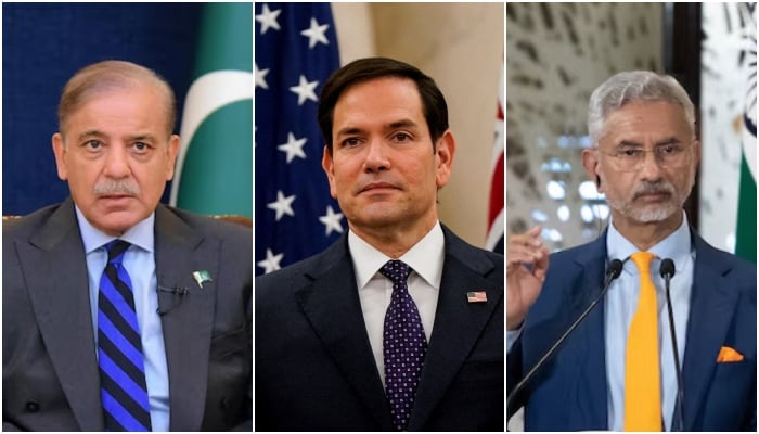 Prime Minister Shehbaz Sharif (right), US Secretary of State Marco Rubio (centre) and Indian Foreign Minister Subrahmanyam Jaishankar. — Reuters/File