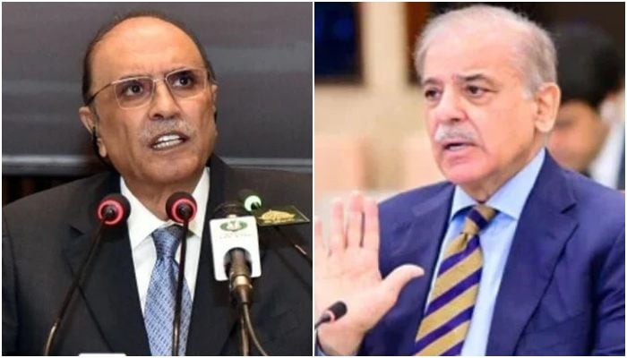 A collage showing President Asif Ali Zardari (left) and PM Shehbaz Sharif. — PID/File