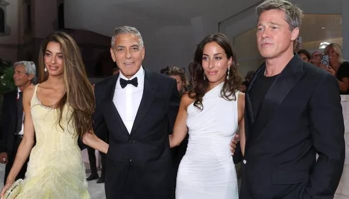 Photo: George Clooney, Amal pushing Brad Pitt to marry Ines De Ramon: Source