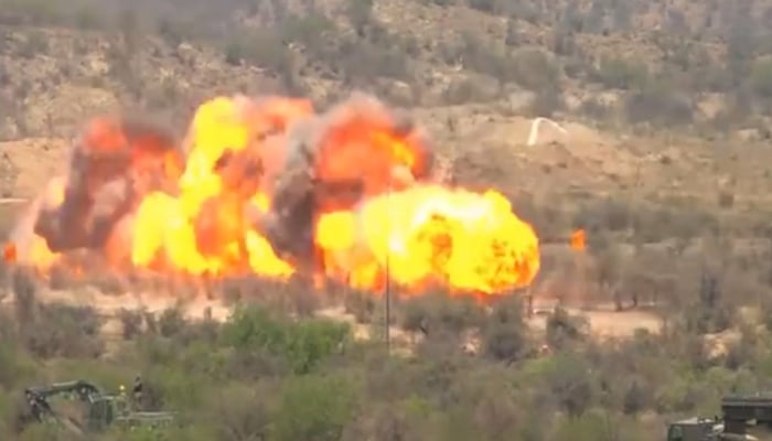 Various units of the Pakistan Army take part in live-fire drills using modern weapons. — Geo News