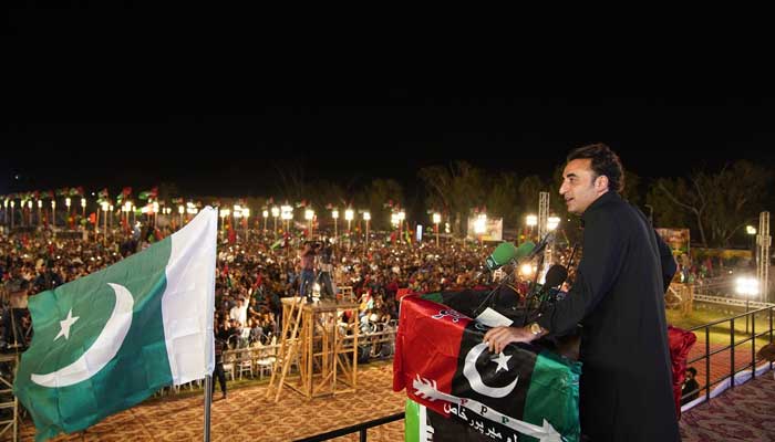 PPP Chairman Bilawal Bhutto-Zardari is addressing a rally in Sindhs Mirpur Khas district on May 1, 2025. — Facebook/Bilawalhouse