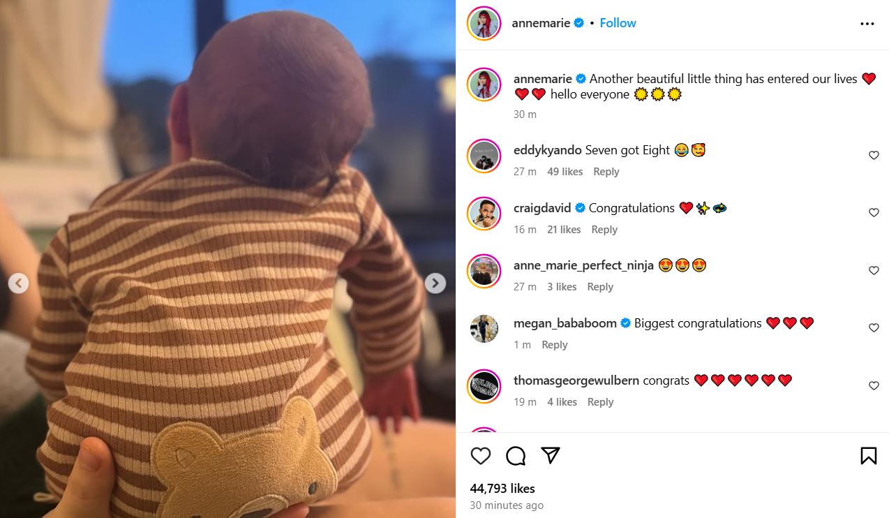 Anne-Marie welcomes baby boy