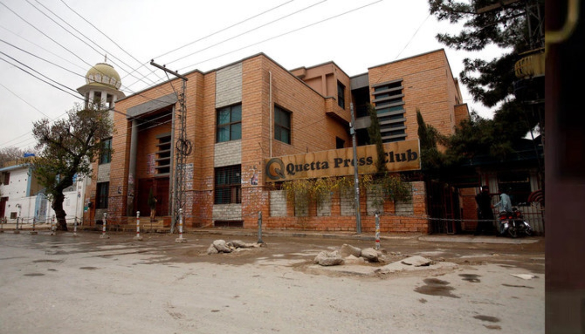 The photo shows the front facade of the Quetta Press Club in Quetta, Balochistan. — Facebook/Quetta Press Club