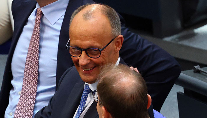 Germanys Incoming Chancellor Friedrich Merz reacts as he is elected chancellor by parliament in second round of voting in the German lower house of parliament Bundestag in Berlin, Germany May 6, 2025. — Reuters