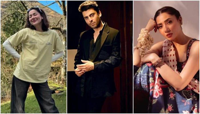 (From left) Pakistani actors Hania Amir, Fawad Khan, Mahira Khan can be seen in this combination of images. — Instagram/@haniaheheofficial/@fawadkhan81/@mahirahkhan