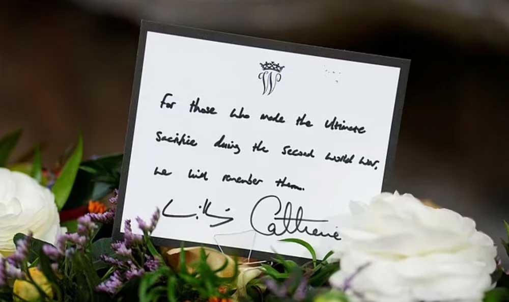 Prince William, Kate drop royal titles from note accompanying commemorative wreath