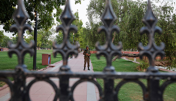 Propaganda frenzy grips Indian media amid rising tensions with Pakistan 1 A military personnel with Indian Army stand guard inside the garden near India Gate in New Delhi, India, May 8, 2025. — Reuters