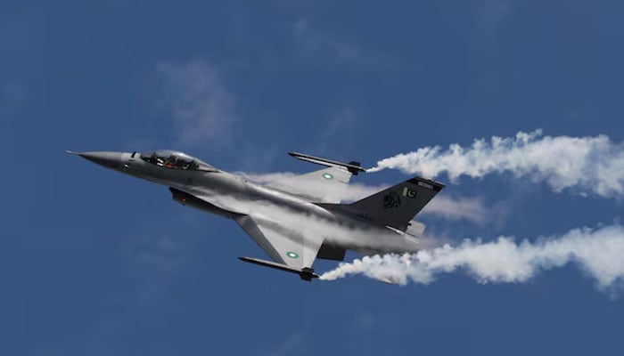 Pakistan Air Force (PAF) fighter jet F-16 performs to commemorate Pakistan Air Forces Operation Swift Retort, following the shot down of Indian military aircrafts on February 27, 2019 in Kashmir, during an air show in Karachi, on February 27, 2020. — Reuters